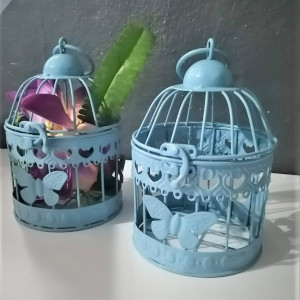 Blue Butterfly Metal Cage