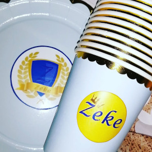 Cups with label