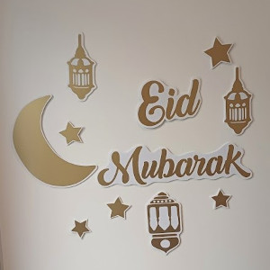 10 Piece Gold Eid Wall Decor Set
