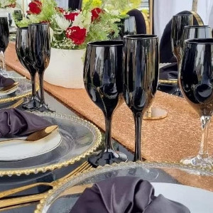 EID Tablescape Hire - Black & Gold Drama